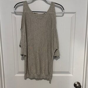 Express Gold Glittery Cold Shoulder Top